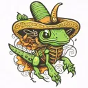 mariachi grasshopper on a party barge tattoo design idea