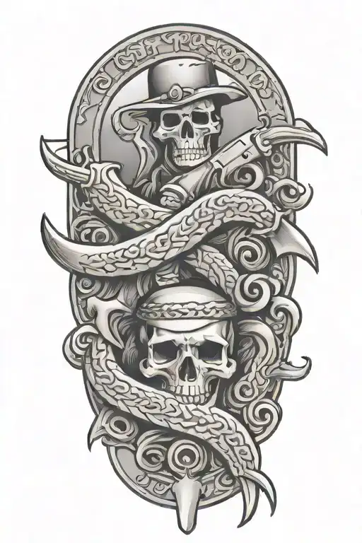 don't tread on me flintlock pistols  tattoo design idea