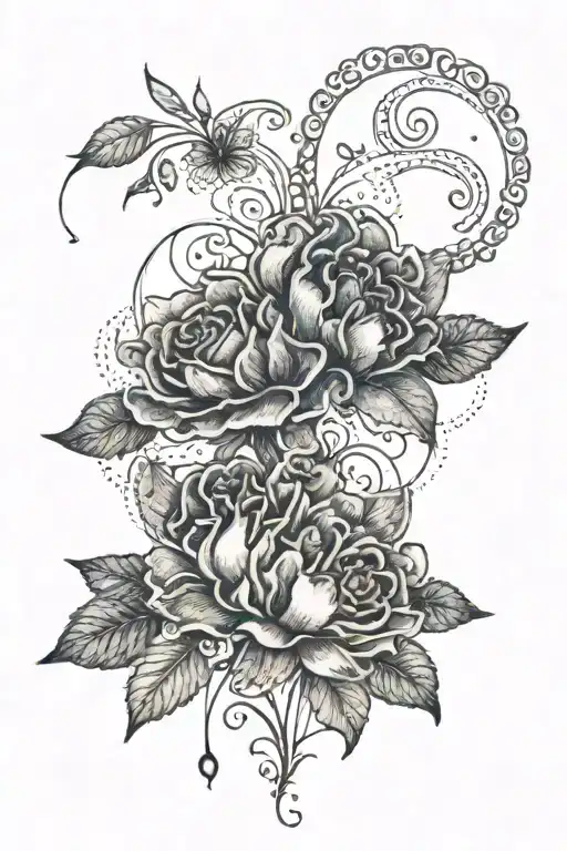 Leo and bull heart infinity flowers blooming tattoo design idea