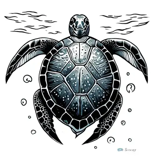 Turtle underwater 7cm 10cm tattoo design idea