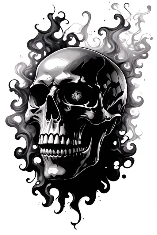 Skull in smoke forming the shape tattoo design idea