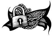  paisley bandana and neck chain padlock tattoo to be tattooed at neck region in  tattoo design idea