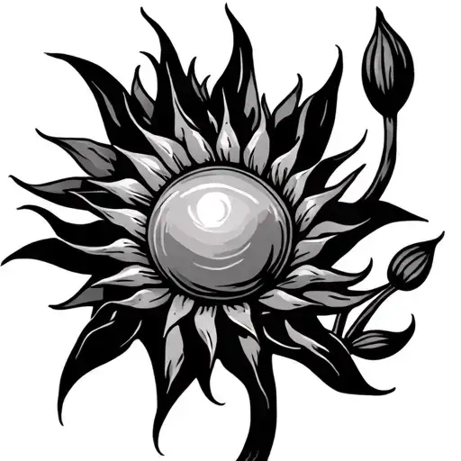 sun and agave plant tattoo design idea