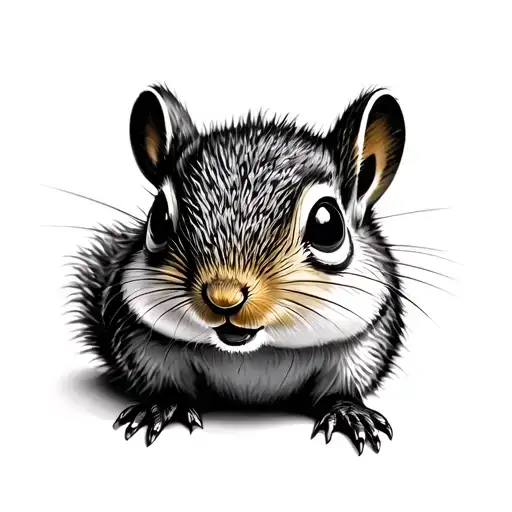 cute chipmunk tattoo design idea