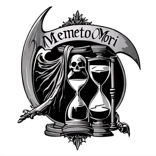 "Memento Mori" "Memento Mori" Grim reaper scythe hourglass tattoo design idea