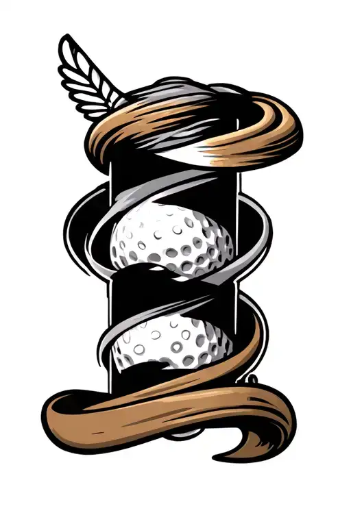 Air Force golf barber pole intertwined tattoo design idea