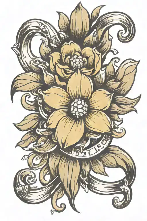 first choices, honesuckle flower, diamond ring tattoo design idea