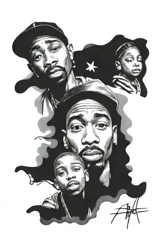 family children incorporated, 2pac portrait tattoo design idea