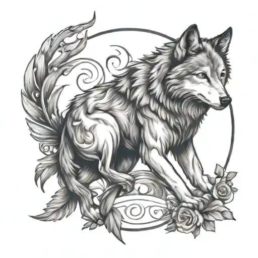wolf and virgo tattoo design idea