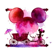 Scroll with Mickey ears, Minnie bow, Mary Poppins umbrella, Cinderella's coach tattoo design idea