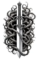 thin swords wrapped in thin vines tattoo design idea