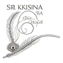 flute with a peacock feather and text sri krishna tattoo design idea