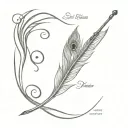 flute with a peacock feather and text sri krishna tattoo design idea