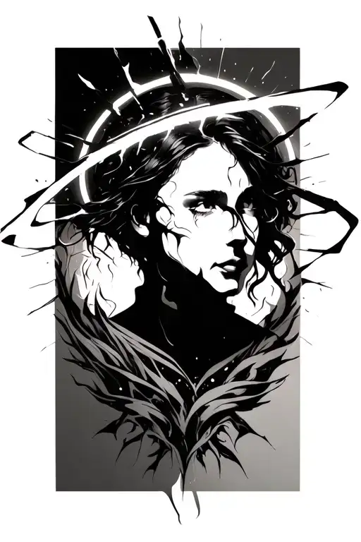 broken halo tattoo design idea