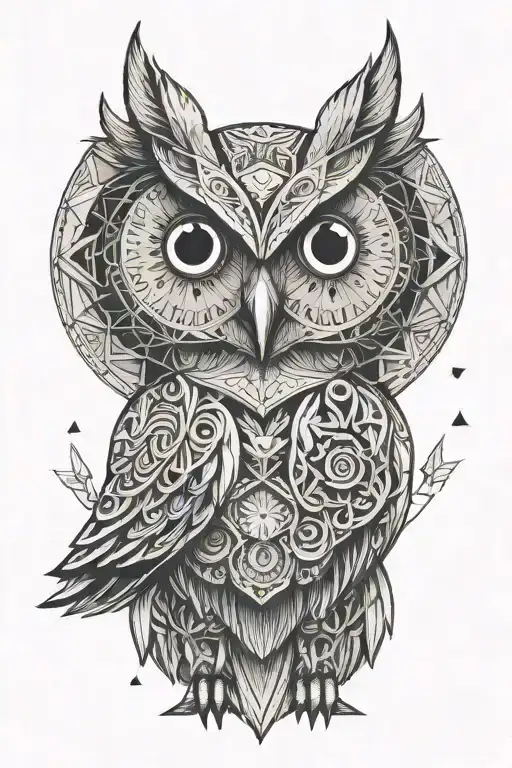 Owl, card games with dice, difficult childhood, beautiful family tattoo design idea
