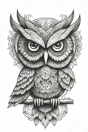 Owl, card games with dice, difficult childhood, beautiful family tattoo design idea