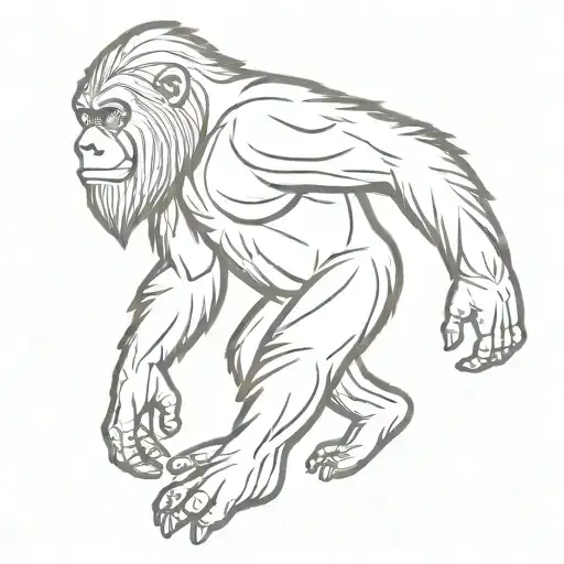 single line bigfoot tattoo design idea