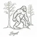 single line bigfoot tattoo design idea