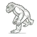 single line bigfoot tattoo design idea