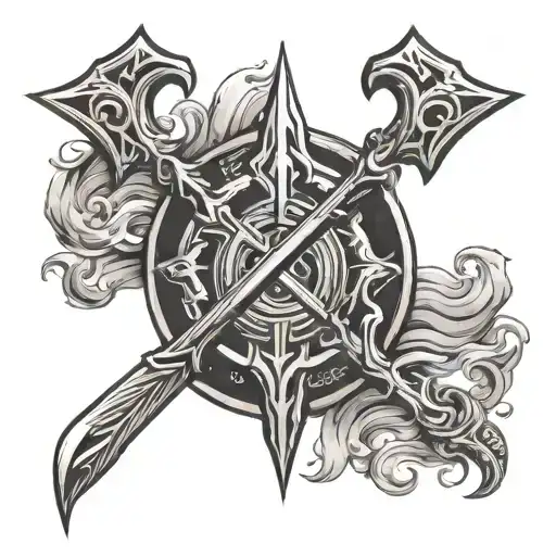 minimal poseidon's trident symbol tattoo design idea