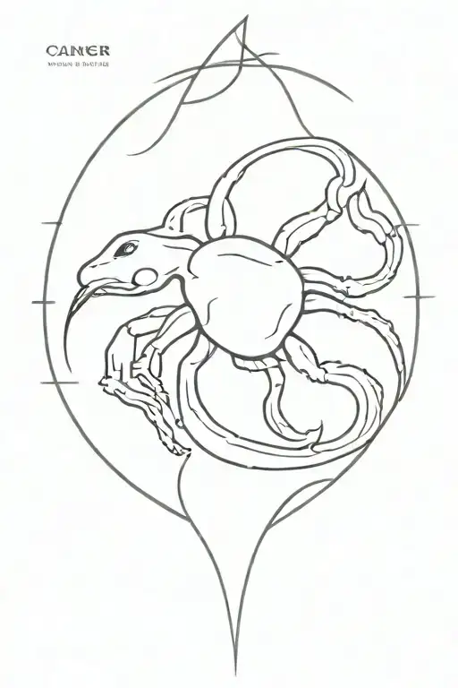 meaningful cancer zodiac sign tattoo design idea