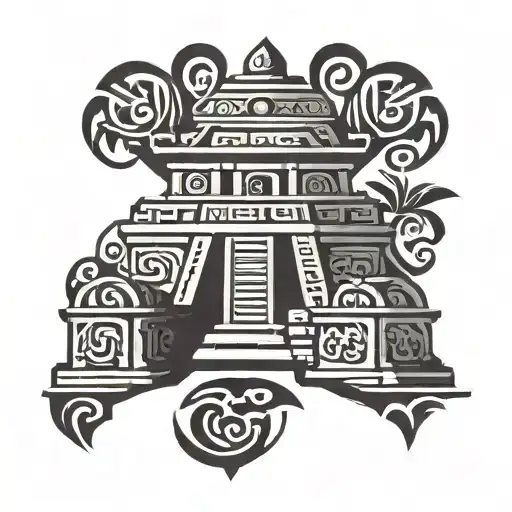 mayan temple tattoo design idea