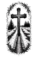 old worn road leading to a new cross tattoo design idea
