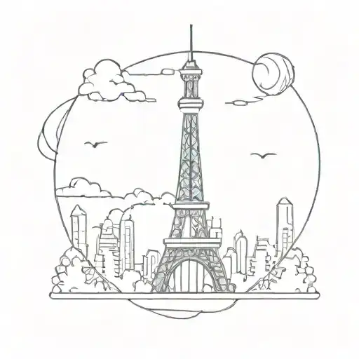 A tattoo that fusions the space needle and the eiffel tower together tattoo design idea