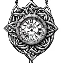 Celtic trinity knot clock face tattoo design idea