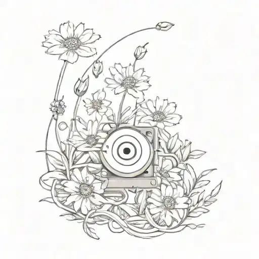 a tape of the smiths in a flower field tattoo design idea