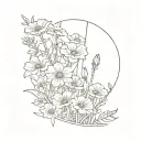 a tape of the smiths in a flower field tattoo design idea