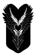 broken heart held with feather wings  tattoo design idea
