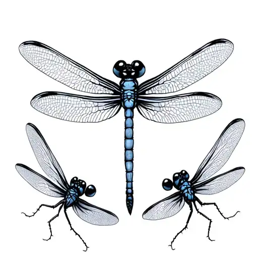 3 dainty dragonflies tattoo design idea
