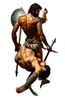 David And Goliath scene with David standing on headless Goliath. tattoo design idea