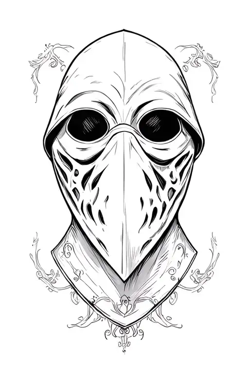 plague doctor mask surrounded tattoo design idea