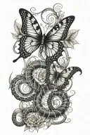 Butterfly skeleton snake tattoo design idea