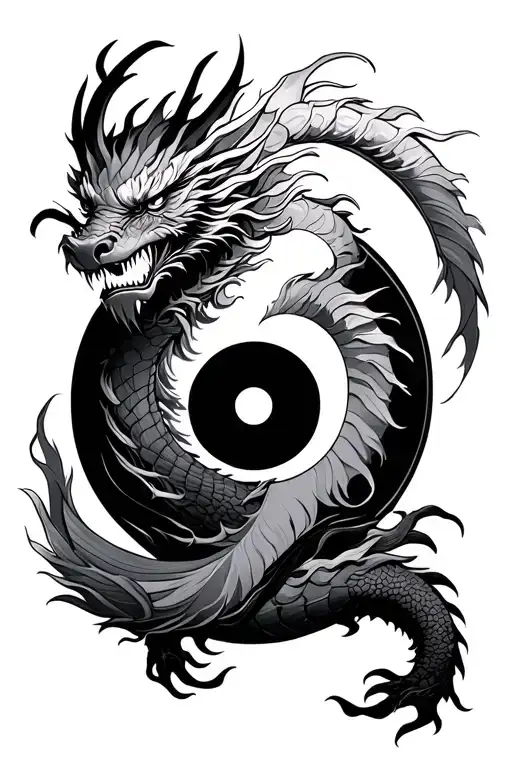 Samurai Dragon Yin Yang tattoo design idea