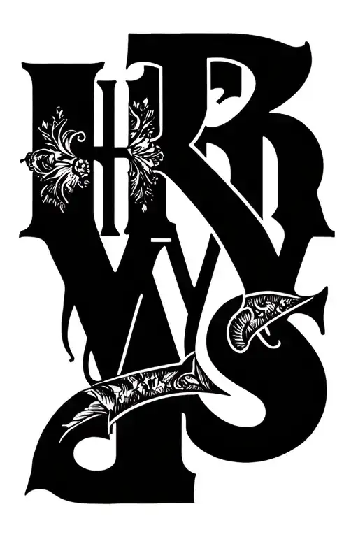 "H R M S" names intertwined tattoo design idea