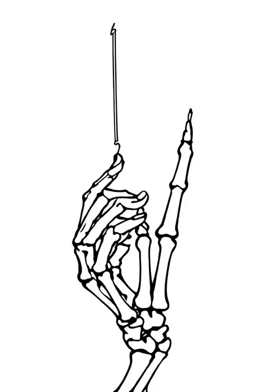 skeleton hand holding tattoo design idea