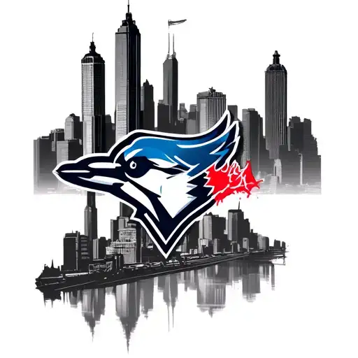 Toronto Blue jays logo with Toronto Skyline buildings tattoo design idea