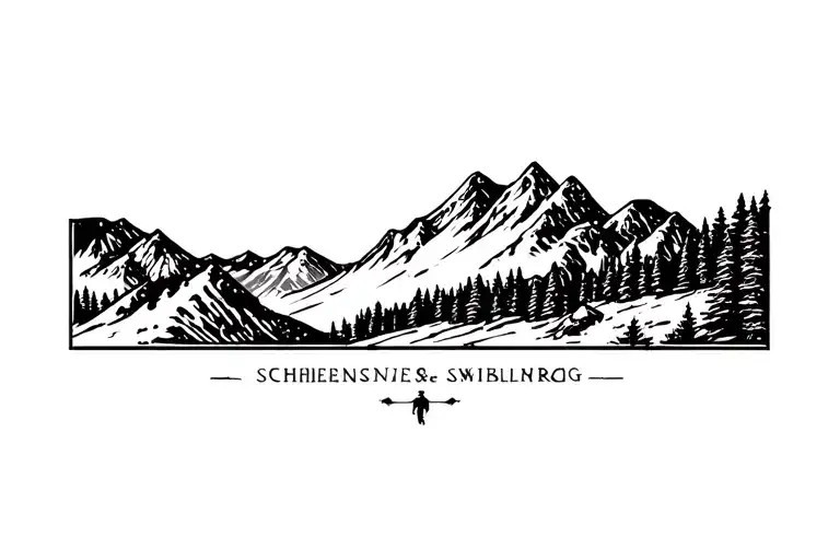 scherenschnitt style, Limburg theme, goldpanning, mountaineer and survivaling topics with a hint of Switzerland  tattoo design idea