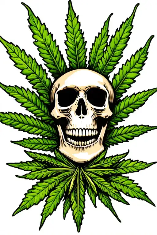 weed palm tree skull tattoo design idea