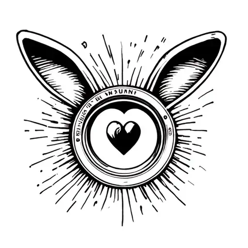 Bad Bunny Un Verano sin ti heart inside of the lens of a camera tattoo design idea
