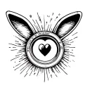 Bad Bunny Un Verano sin ti heart inside of the lens of a camera tattoo design idea