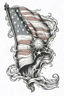 American flag ripping through skin opening tattoo design idea
