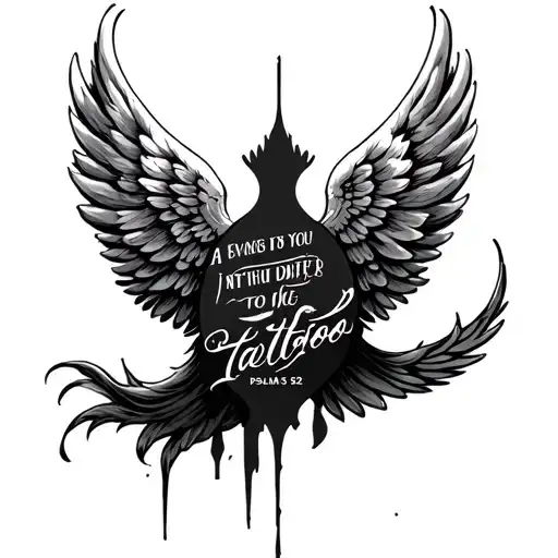 wings with Bible verse Psalms 55:22  tattoo design idea