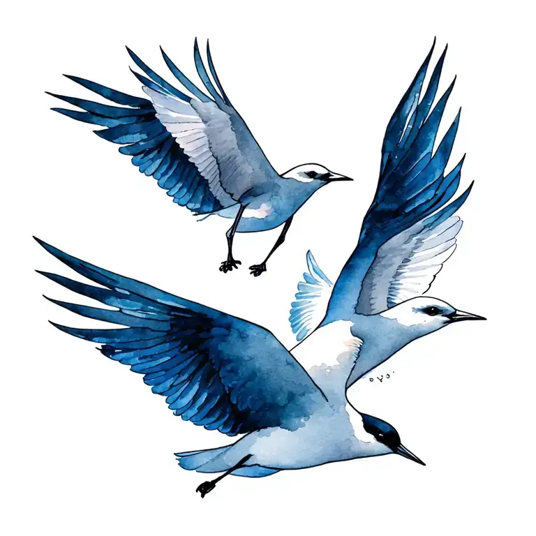 Sea petrel and white tern bird flying around him with masi print design tattoo design idea