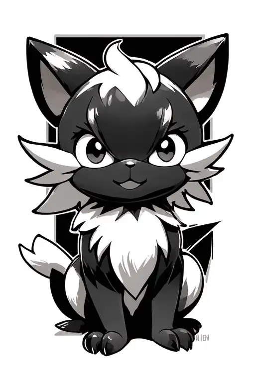 shinx tattoo in the style of crisp.ink.la tattoo design idea