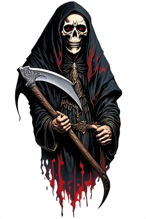 Hooded Reaper, Darkness,Scary, Holding A Scythe Tattoo tattoo design idea