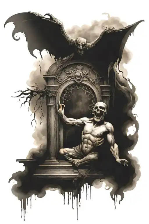 purgatory hell heaven gates tattoo design idea